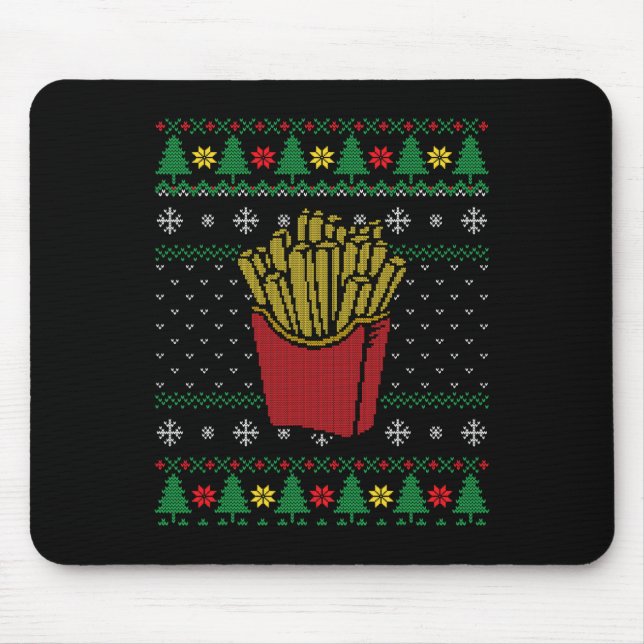 Christmas French Fries Ugly Sweater  Mouse Pad (Front)