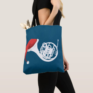 Christmas French Horn Shirt - Santa French Horn Tote Bag