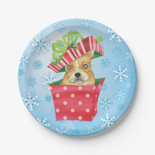 Christmas Frenchie Paper Plate