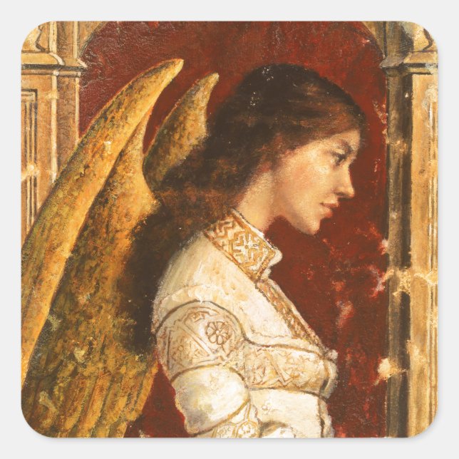 Christmas Fresco Angel Square Sticker (Front)