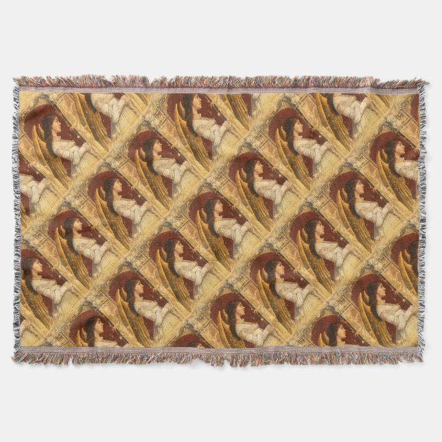 Christmas Fresco Angel Throw Blanket (Front)