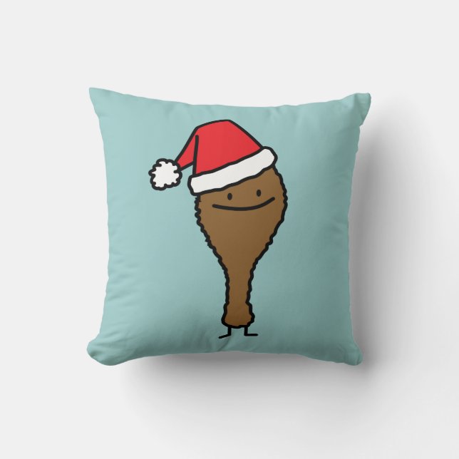 Christmas Fried Chicken leg Santa hat drumstick Cushion (Front)