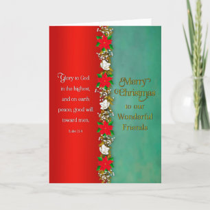 Christmas Friends Christian Red Poinsettia Garland Card