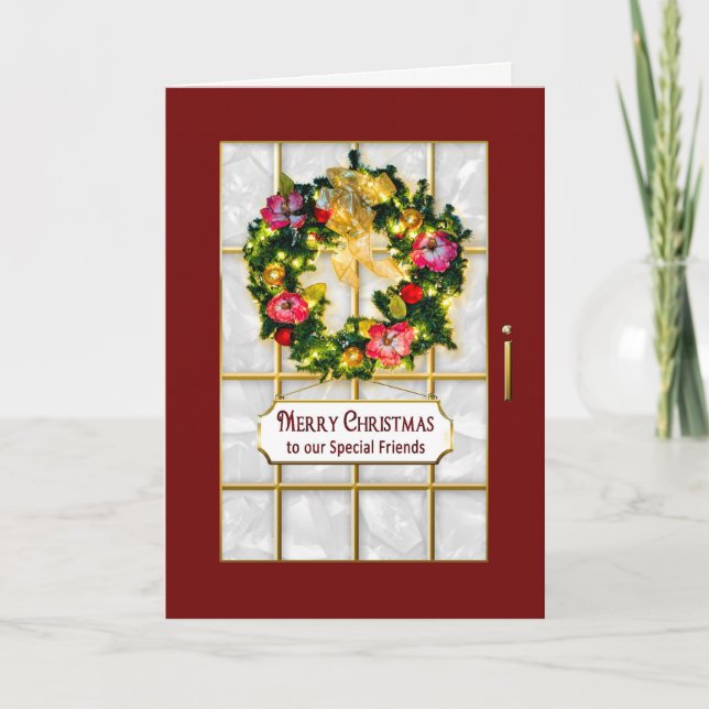 Christmas- Friends - Red Door/Wreath Holiday Card (Front)