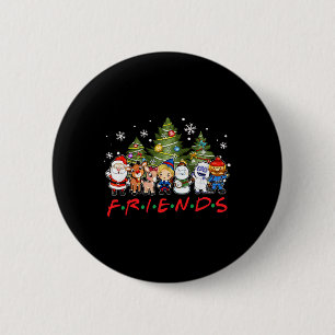Christmas Friends Santa Rudolph Snowman Family Xma 6 Cm Round Badge