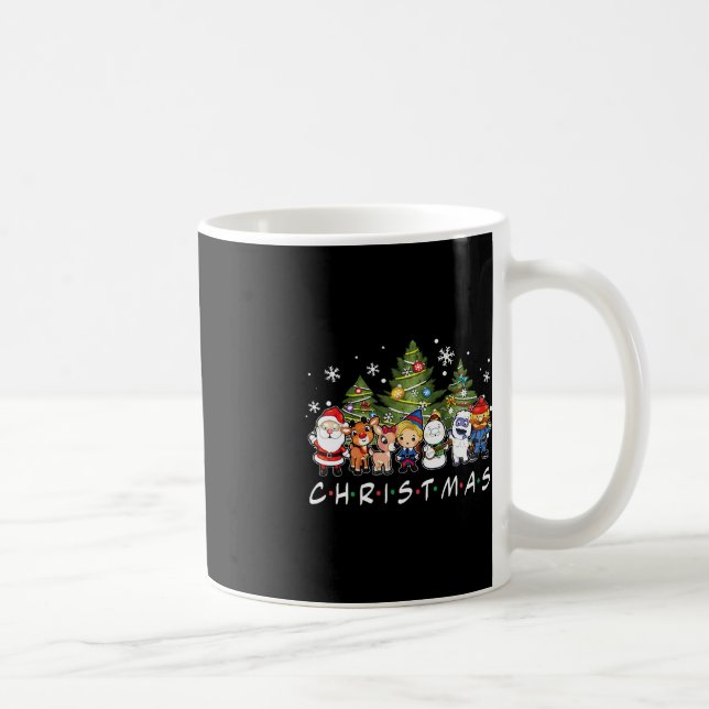 Christmas Friends Santa Rudolph Snowman Family Xma Coffee Mug (Right)