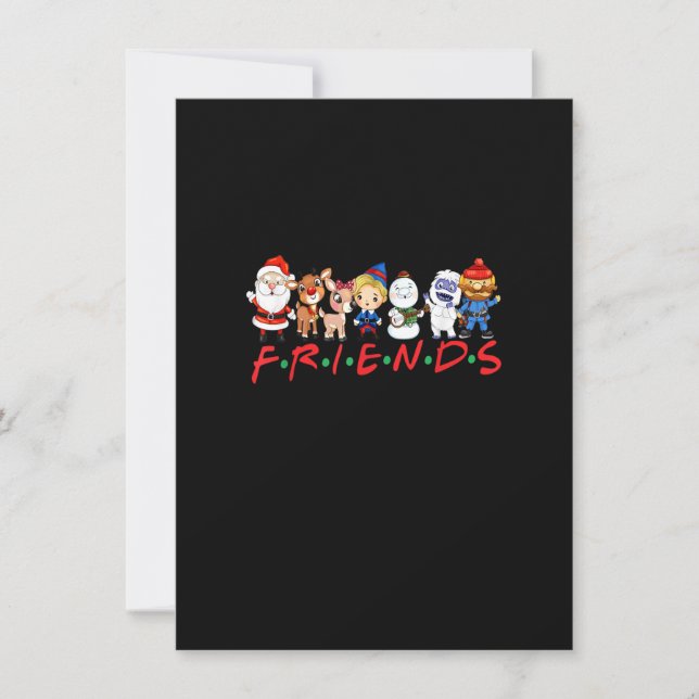 Christmas Friends Santa Rudolph Snowman Family Xma Invitation (Front)