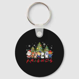 Christmas Friends Santa Rudolph Snowman Family Xma Key Ring