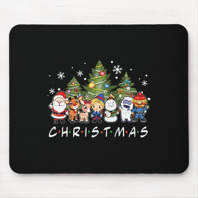 Christmas Friends Santa Rudolph Snowman Family Xma Mouse Pad (Front)