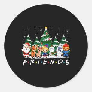 Christmas Friends Santa Rudolph Snowman Xmas Famil Classic Round Sticker