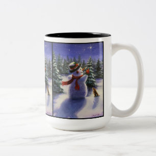 Christmas Friends Snowman and bunny winter mug