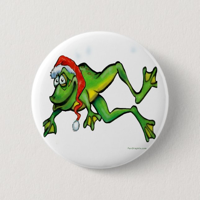 Christmas Frog 6 Cm Round Badge (Front)