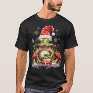 Christmas Frog Cottagecore Cute Mushroom Aesthetic T-Shirt