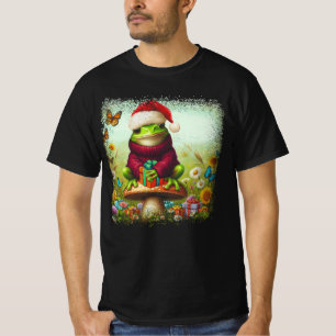 Christmas Frog Cottagecore Cute Mushroom Aesthetic T-Shirt