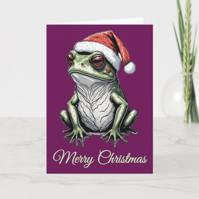 Christmas Frog Cottagecore Vintage Victorian Holiday Card (Front)