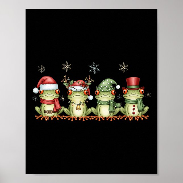 Christmas Frog Funny Men Women Kids Cute Hoppy Xma Poster (Front)