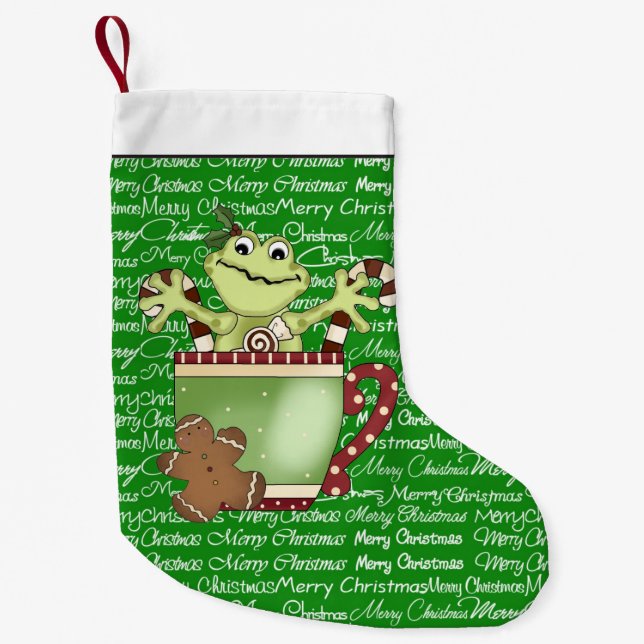 Christmas Frog Holiday cartoon stocking (Front)