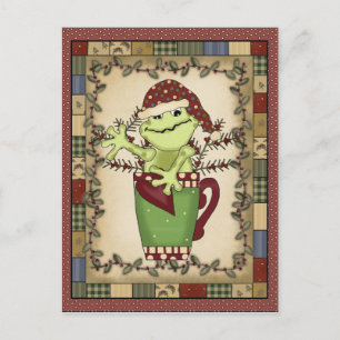 Christmas Frog Holiday Coffee Postcard