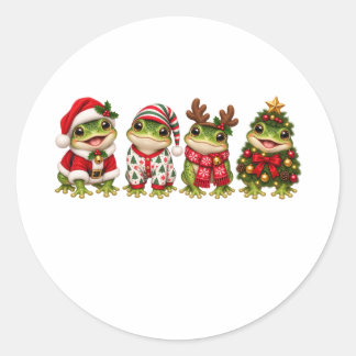Christmas Frog Holiday Friends Classic Round Sticker
