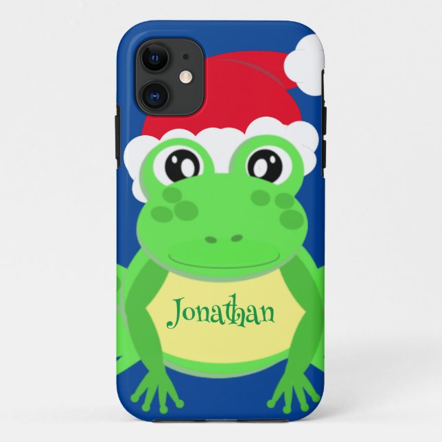 Christmas Frog Santa Hat Blue Novelty  Case-Mate iPhone Case (Back)