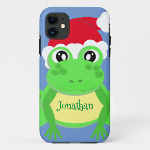 Christmas Frog Santa Hat Blue Novelty  iPhone 11 Case