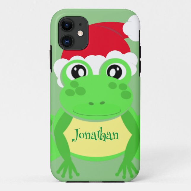 Christmas Frog Santa Hat Green Novelty  Case-Mate iPhone Case (Back)