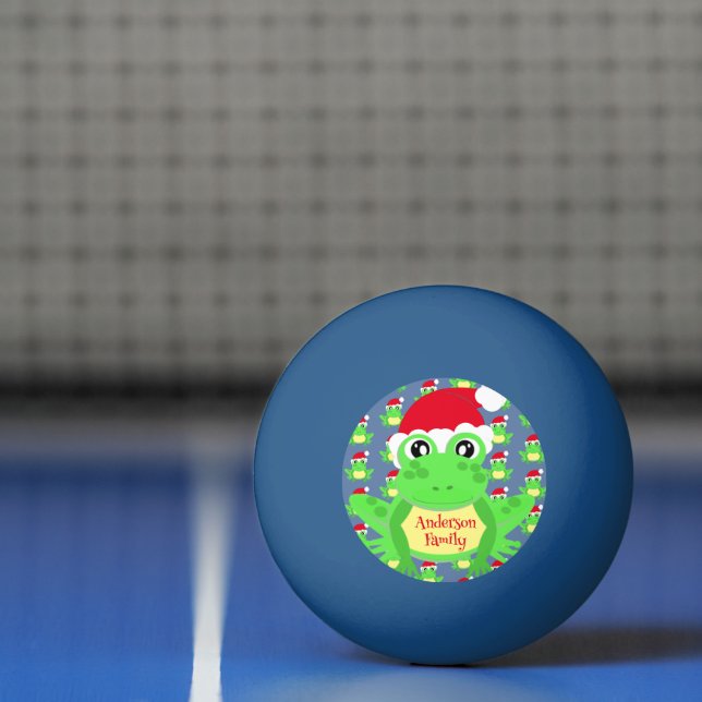 Christmas Frog Santa Hat Pattern Blue Novelty  Ping Pong Ball (Net)