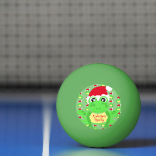 Christmas Frog Santa Hat Pattern Green Novelty  Ping Pong Ball