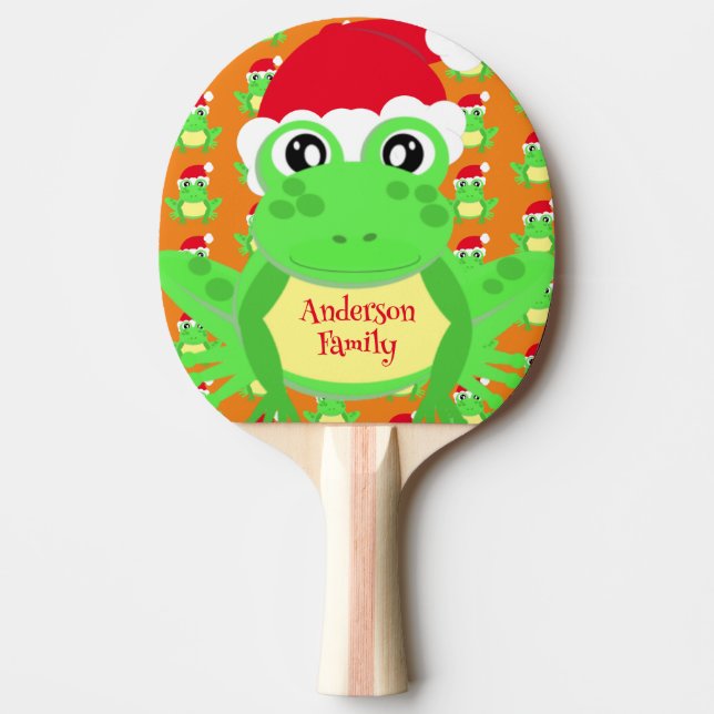 Christmas Frog Santa Hat Pattern Orange Novelty  Ping Pong Paddle (Front)