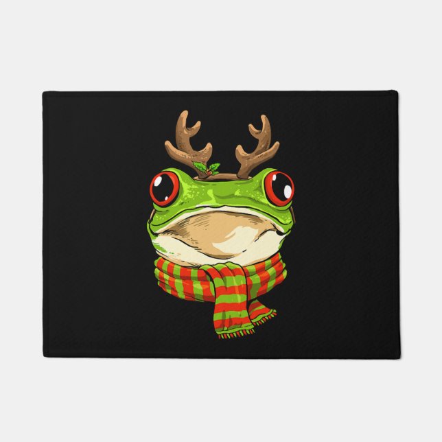 Christmas Frog Toad Santa Clause Reindeer Xmas Doormat (Front)
