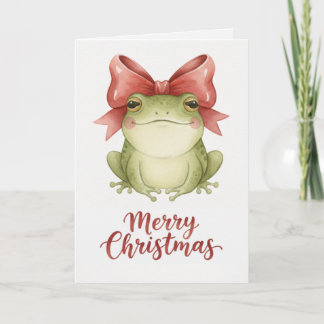 Christmas Frog with Festive Bow Card