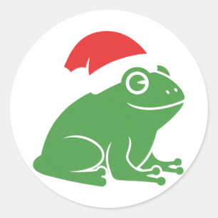 Christmas Frog with Santa Hat Minimalist Holiday Classic Round Sticker