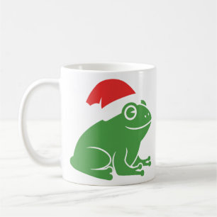 Christmas Frog with Santa Hat Minimalist Holiday Coffee Mug