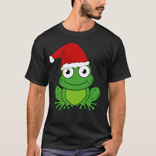 Christmas Frog with Santa Hat T-Shirt (Front)