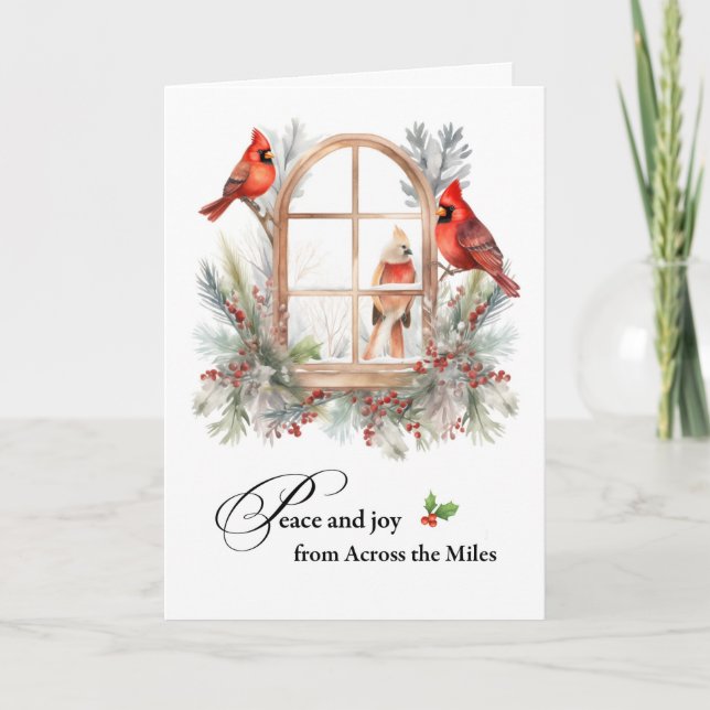 Christmas from Across the Miles Cardinal Birds Card (Front)