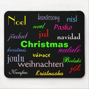 Christmas From Around The World In Black I Mouse Pad