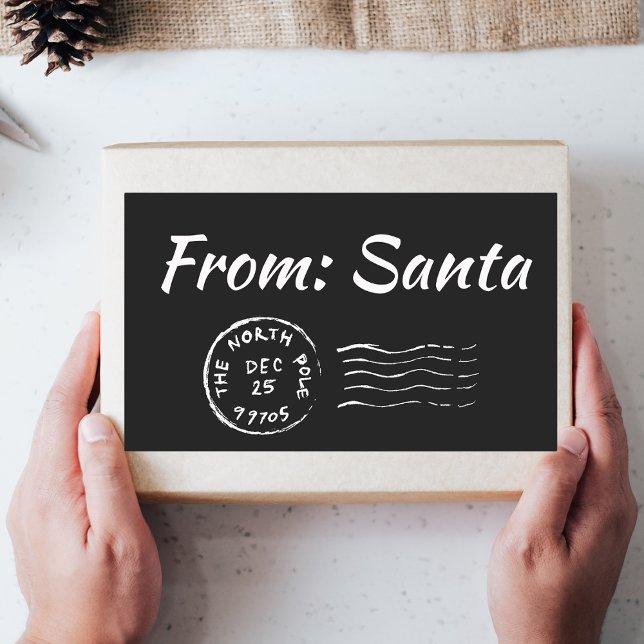 Christmas From Santa Black Gift Tag Label Sticker (Creator Uploaded)