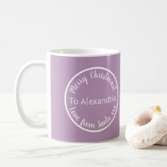 Christmas From Santa Personalised Purple Lilac Coffee Mug (With Donut)