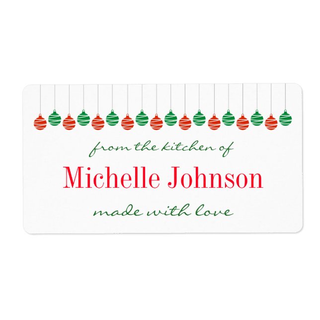 Christmas From the kitchen of homemade food labels (Front)