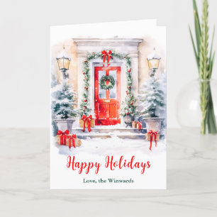 Christmas Front Porch Happy Holidays Holiday Card