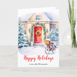 Christmas Front Porch Happy Holidays Holiday Card
