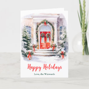 Christmas Front Porch Happy Holidays Holiday Card
