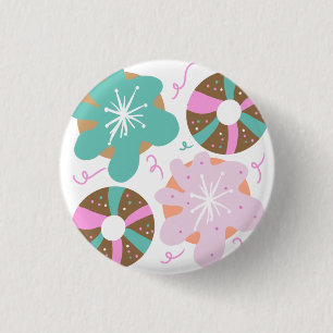 Christmas Frosted Doughnuts Pink Doodles     3 Cm Round Badge