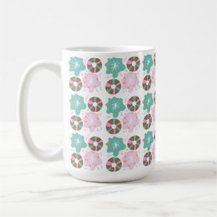 Christmas Frosted Doughnuts Pink Doodles Coffee Mug