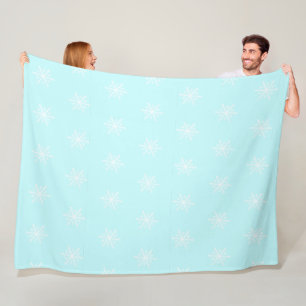Christmas frosty blue snowflake pattern holiday fleece blanket