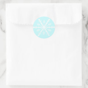 Christmas frosty blue snowflake trendy holiday classic round sticker