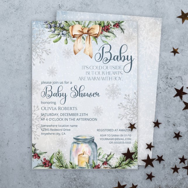 Christmas Frosty Snowly Winter Baby Shower Invitation (Creator Uploaded)