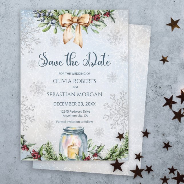 Christmas Frosty Snowly Winter Wedding Save The Date (Creator Uploaded)