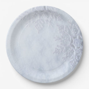 Christmas frozen snowflakes paper plate