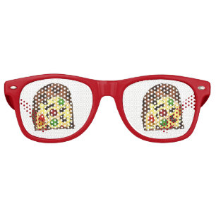 Christmas Fruit Cake Fruitcake Slice Holiday Xmas Retro Sunglasses